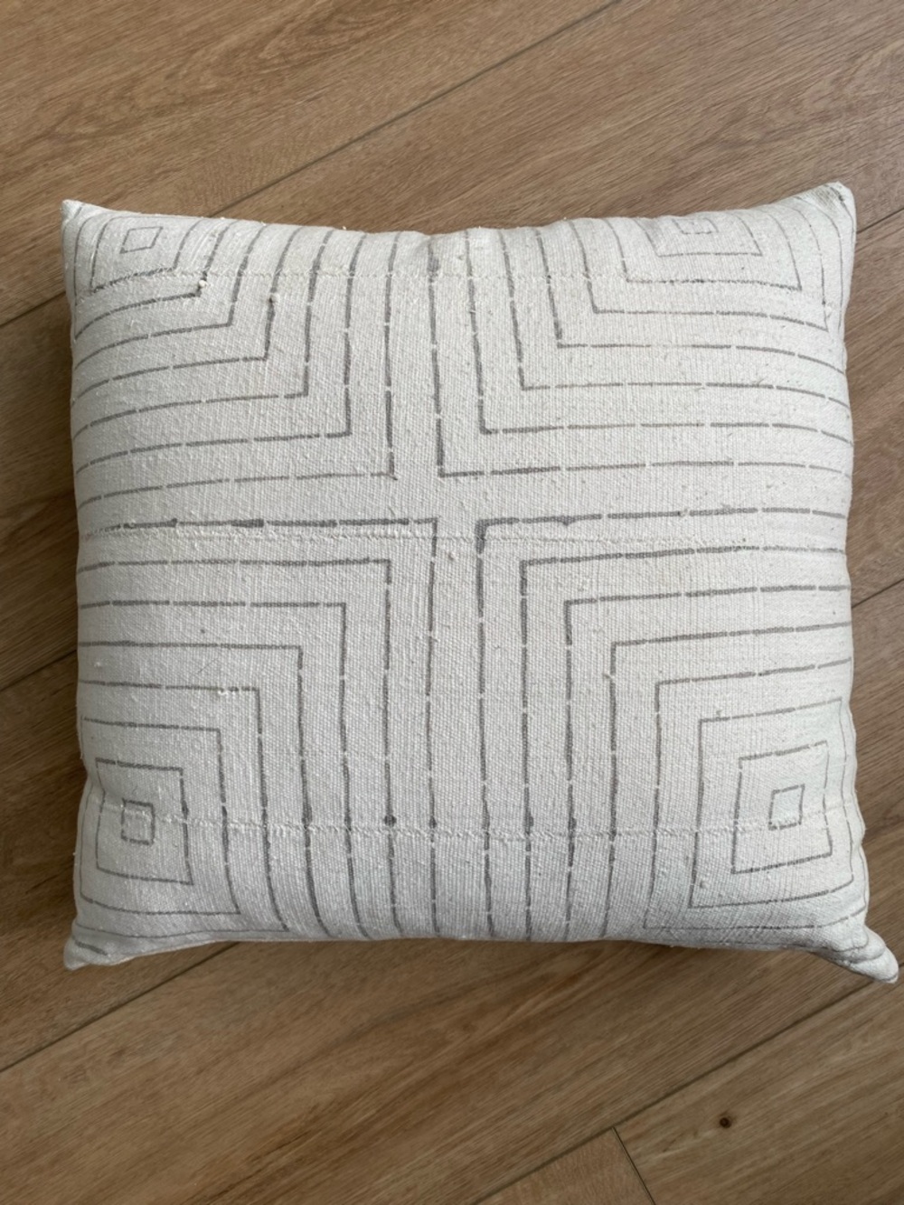 Handmade Neutral Cream Geometric Decorative Vintage Fabric Pillow Cover